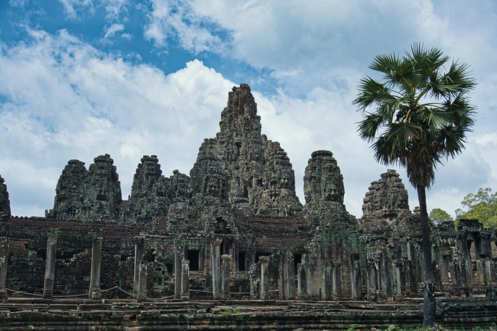 Bayon Temple, a giant Buddhist temple complex in Angkor Thom, Cambodia