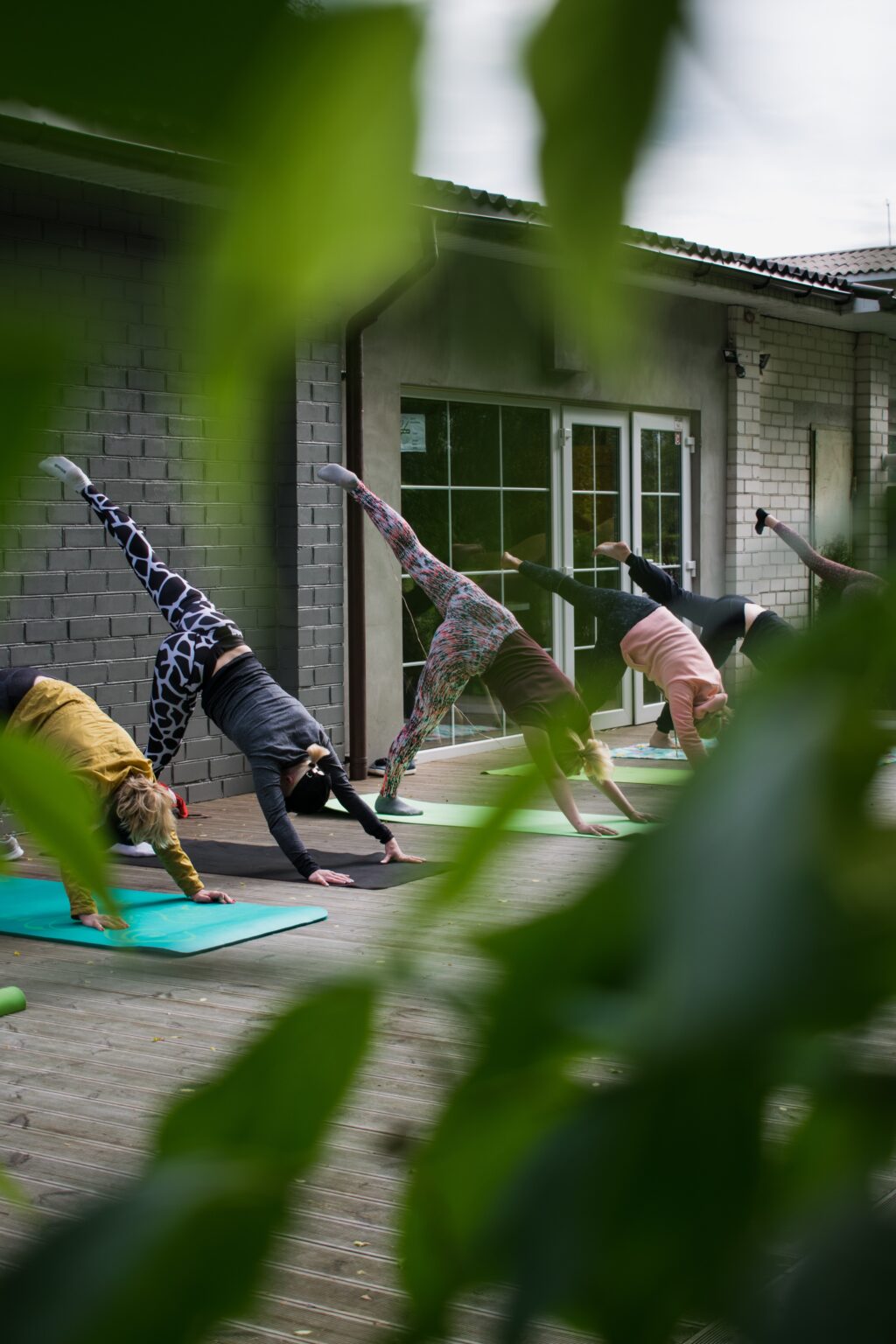 Group yoga outside