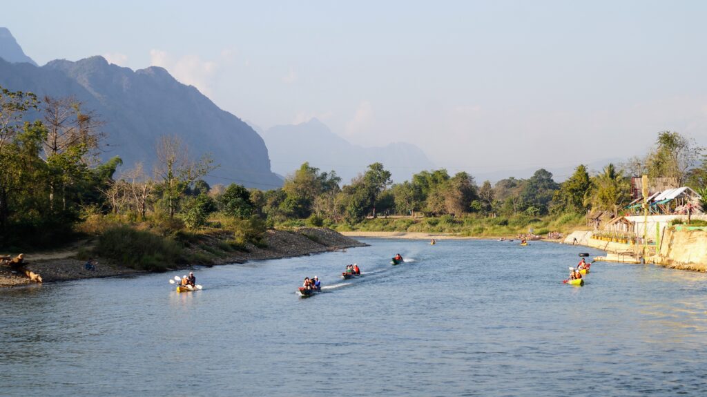 People kayaking in Vang Vieng