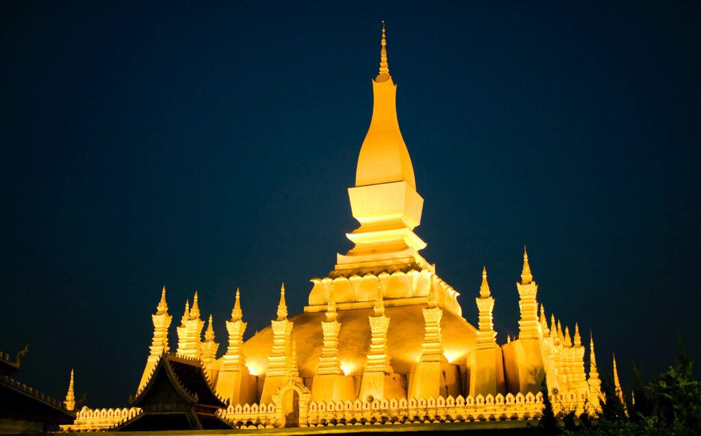Pha That Luang in Vientiane at night