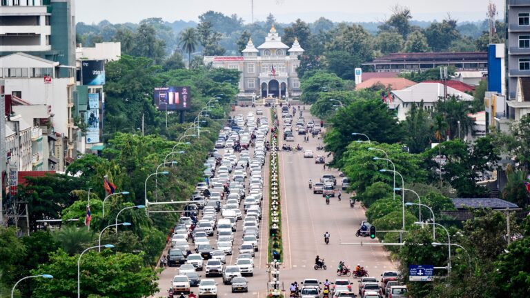 Traffic on the road in Vientiane