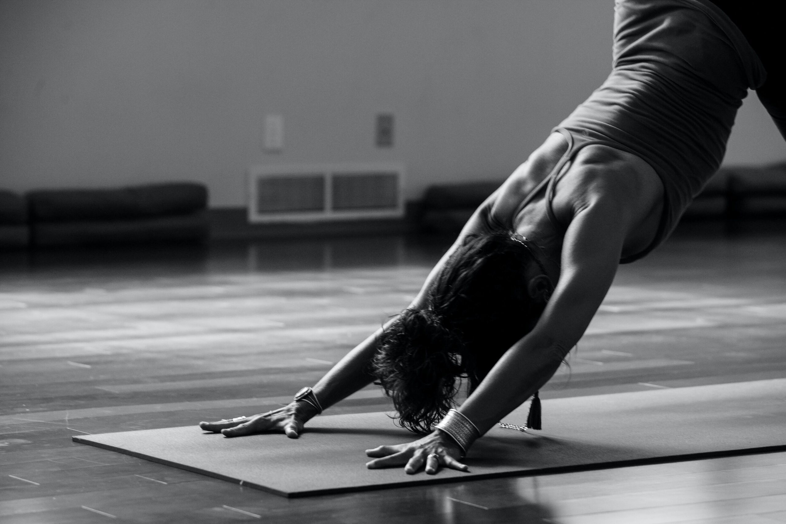Yoga poses in black and white