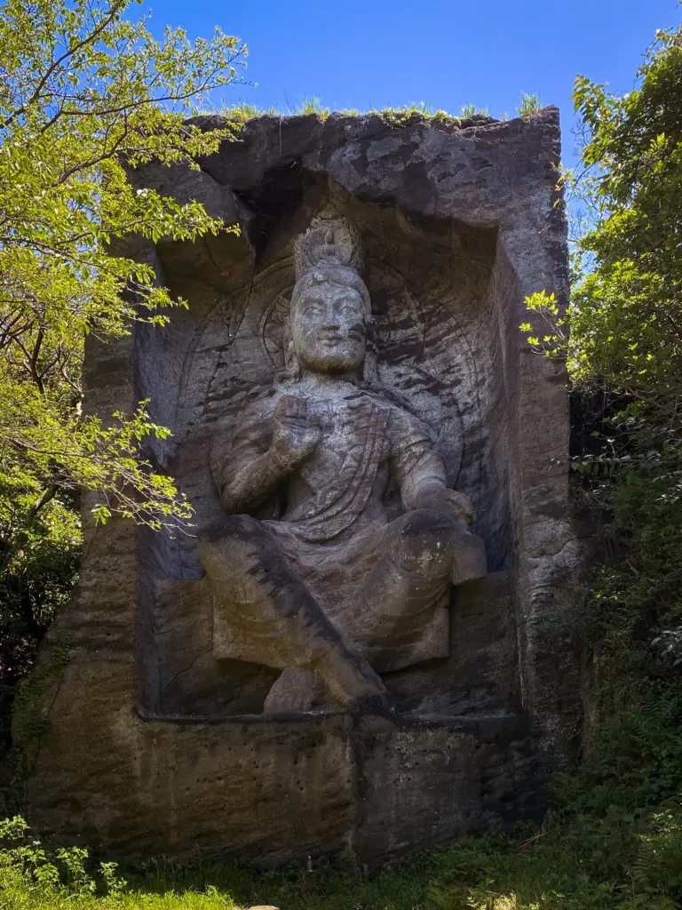 Maitreya Buddha statue in Mt. Takatori, a prominent figure in Mahayana Buddhism