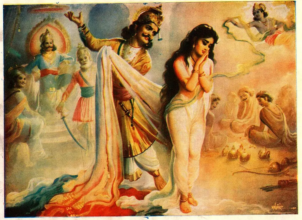 The attempted disrobing of Draupadi by Dusashana