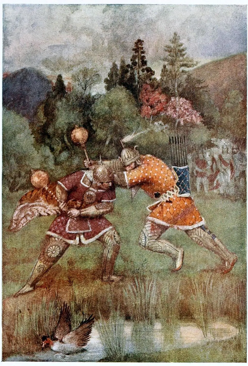 Duryodhana and Bhima battle with maces