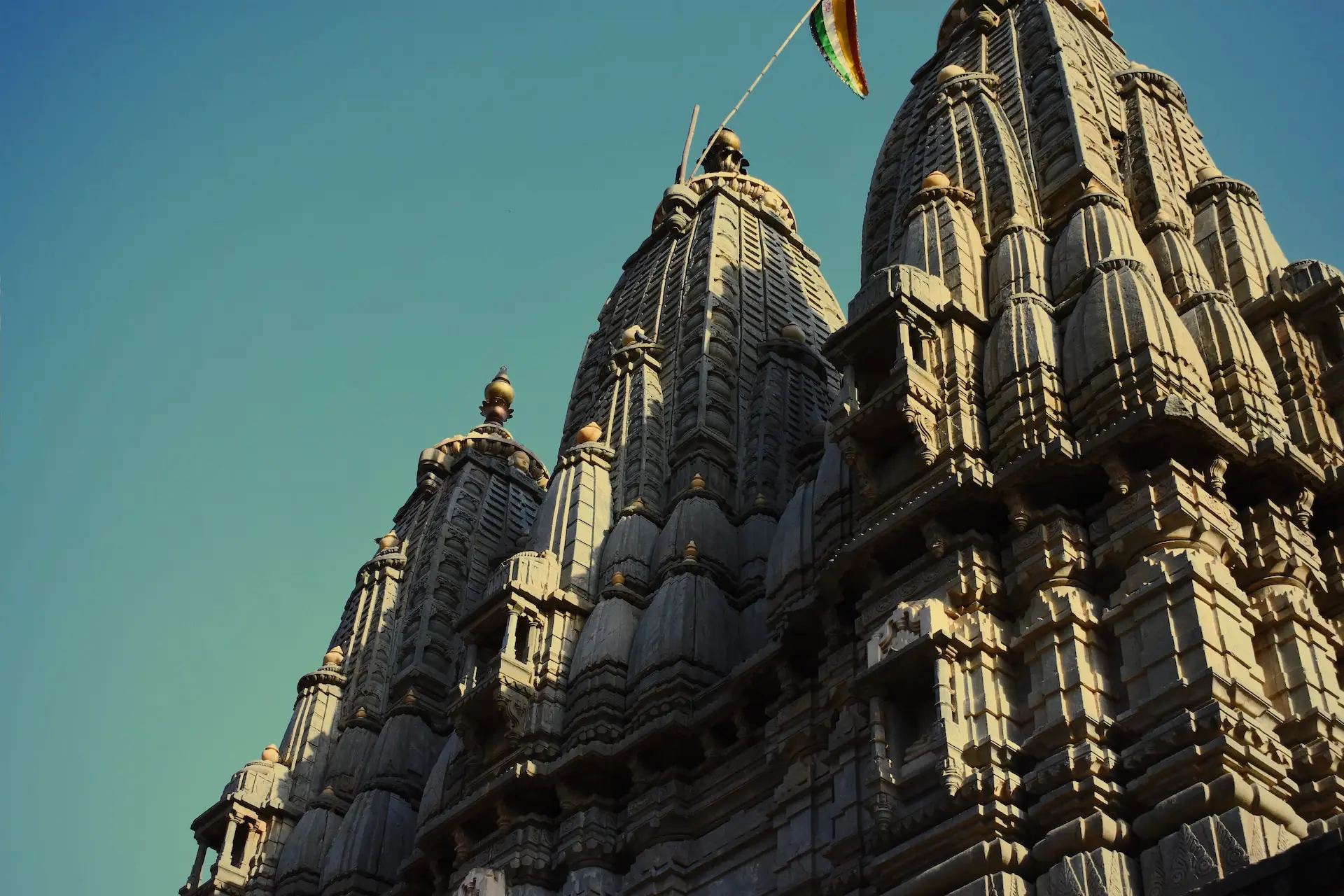The three shikhar (top) of a Jain temple represents the Three Jewels.