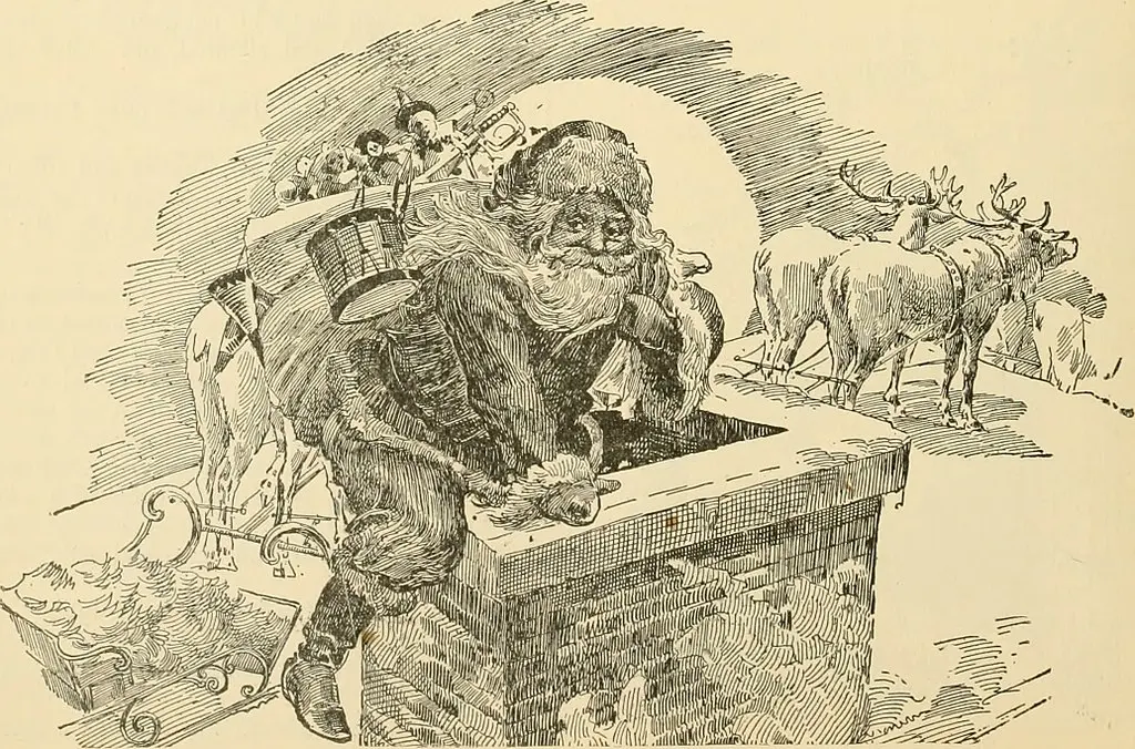 Santa Claus going down the Chimney